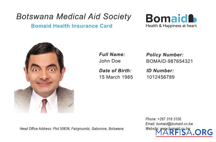 Downloadable Botswana health insurance card example